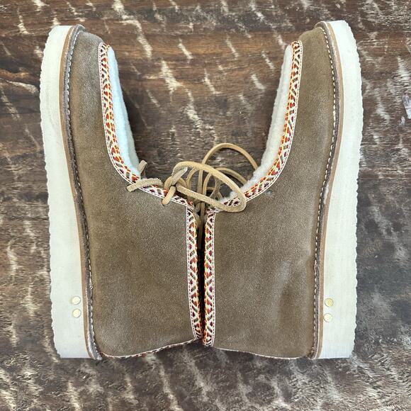 BEEK Brown Alpine Swift Suede & Shearling Ankle Boots in Chestnut Sz 9 - Picture 3 of 8